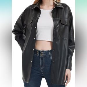 Oversized Vegan leather shacket, size large